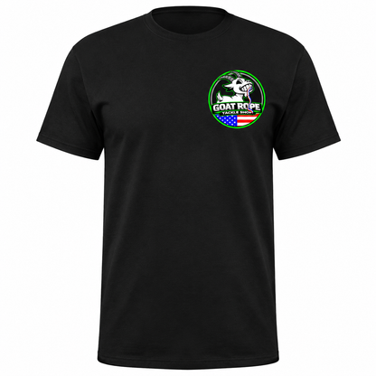 T-Shirt - Goat Rope Tackle Shop Round Logo - Neon Green