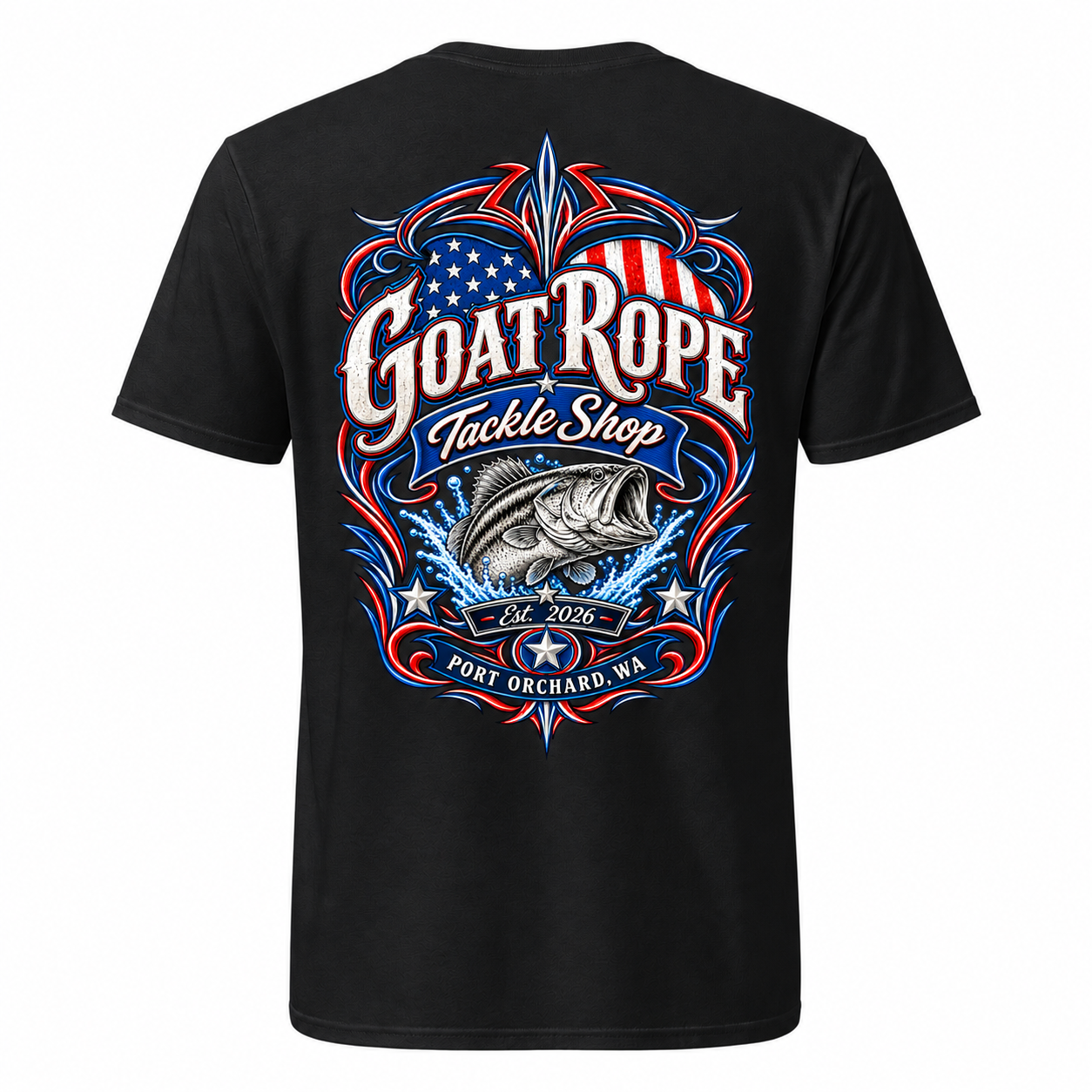 T-Shirt - Patriotic Pinstripe w Bass_Red/White/Blue